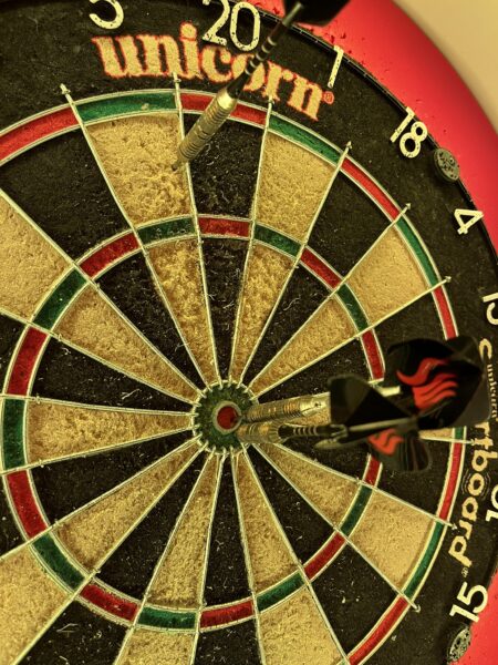 Dart board, close up, bulls eye