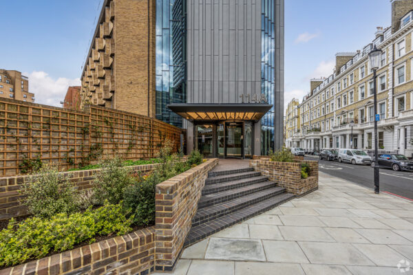 Exterior entrance to the Sefert office building in Kensington after refurbishment