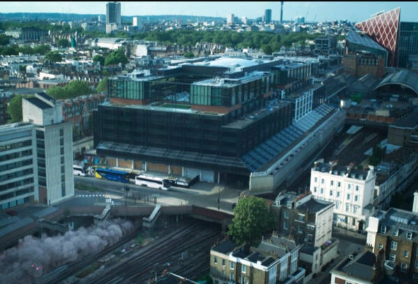 HUB Victoria BUckingham Palace Road as seen from above in the BBC series Nightsleeper