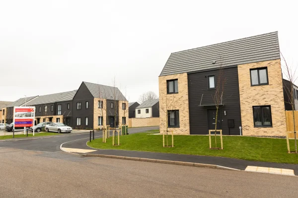 brick and panel new build houses estate UK