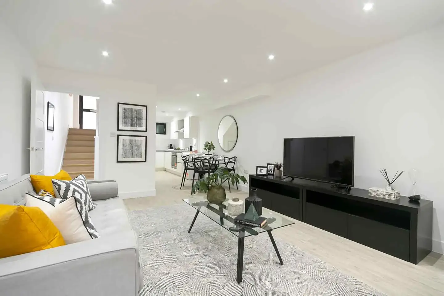 Basement living room in a new-build block