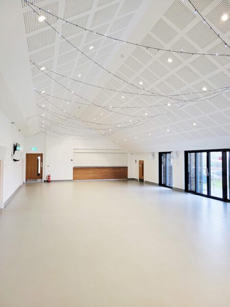 Interior hall of Cottenham Village Hall Camrbdiegshire civil and structural engineers Peter Dann Limited