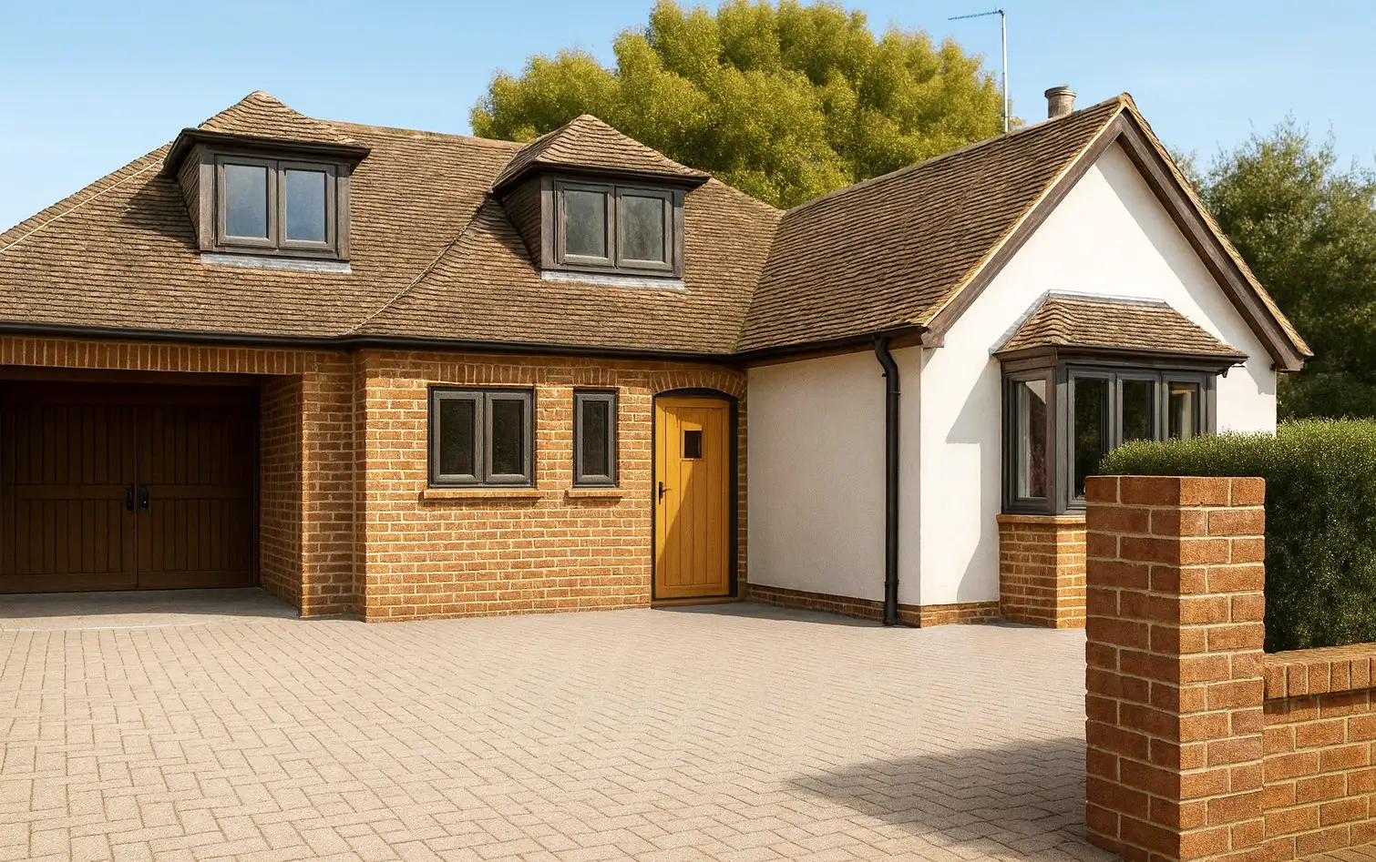 front view of property with extension into drive